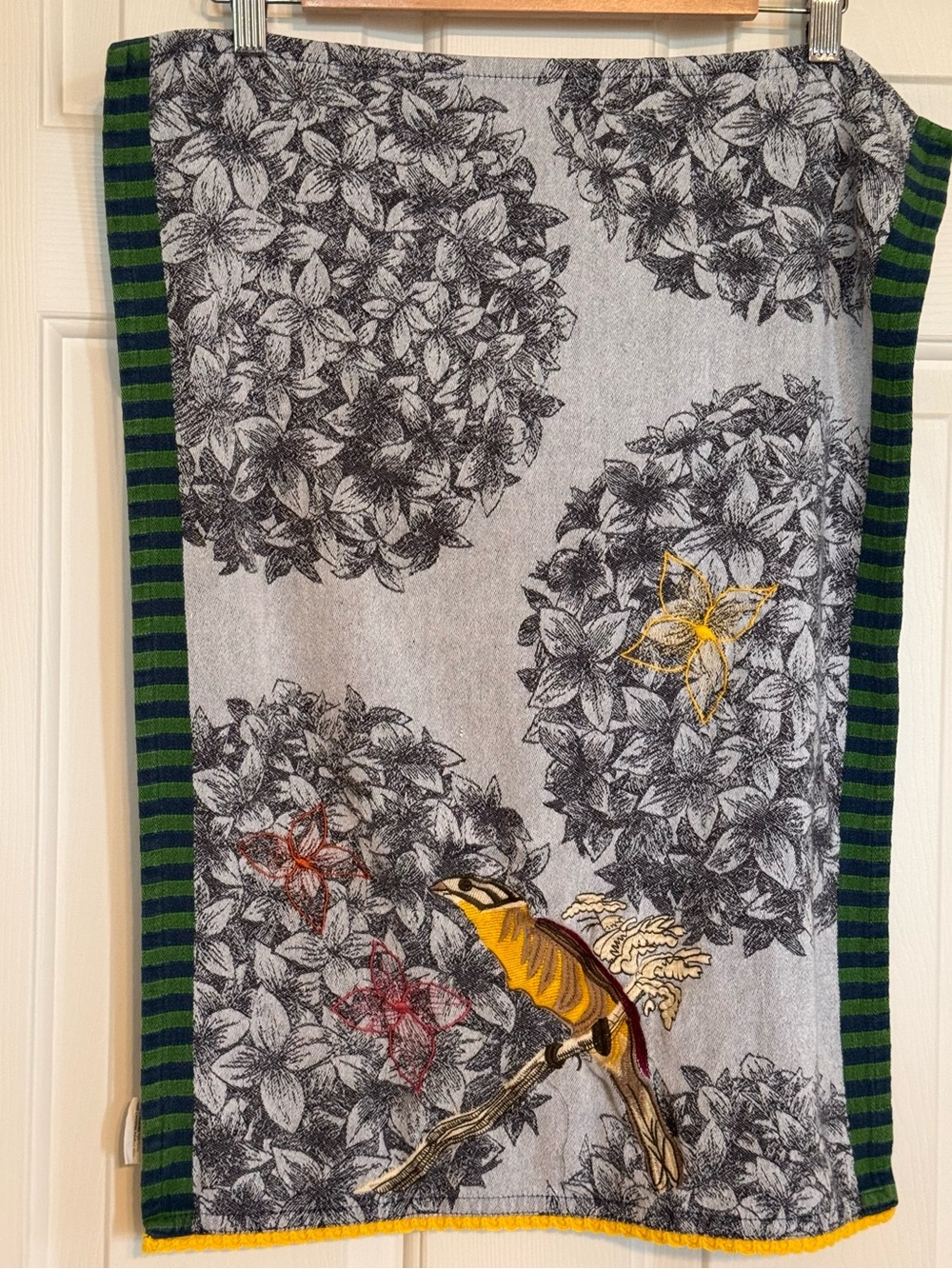 Anthropologie 100% Cotton Botanical Bird Dish Towel